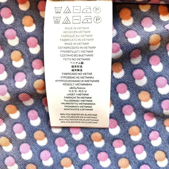 Michael Kors Medium Navy Blue Pink Circle Print Skater Dress - Picture 12 of 13